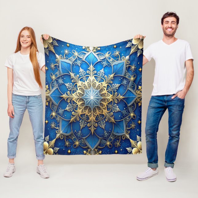 Dekorative blaue Gold-Fliesdecke Fleecedecke (Beispiel)