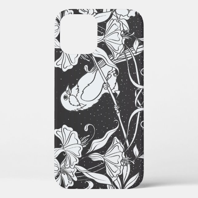 Dekorative Blume Bird Nouveau Poster Case-Mate iPhone Hülle (Rückseite)