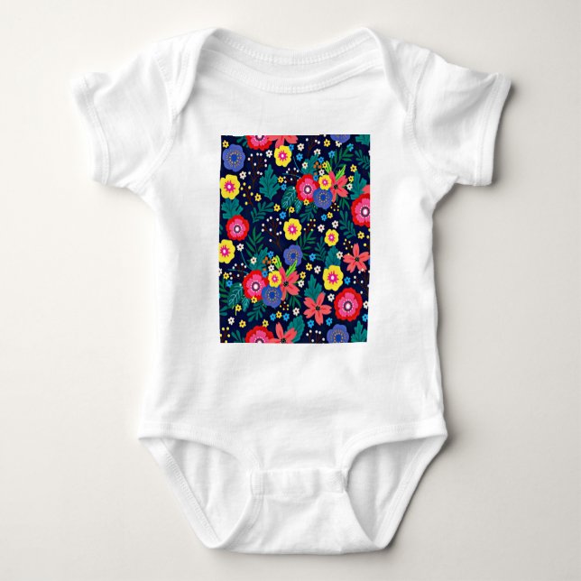 Dekorative Blume und Blätter, Muster-48675 Baby Strampler (Vorderseite)