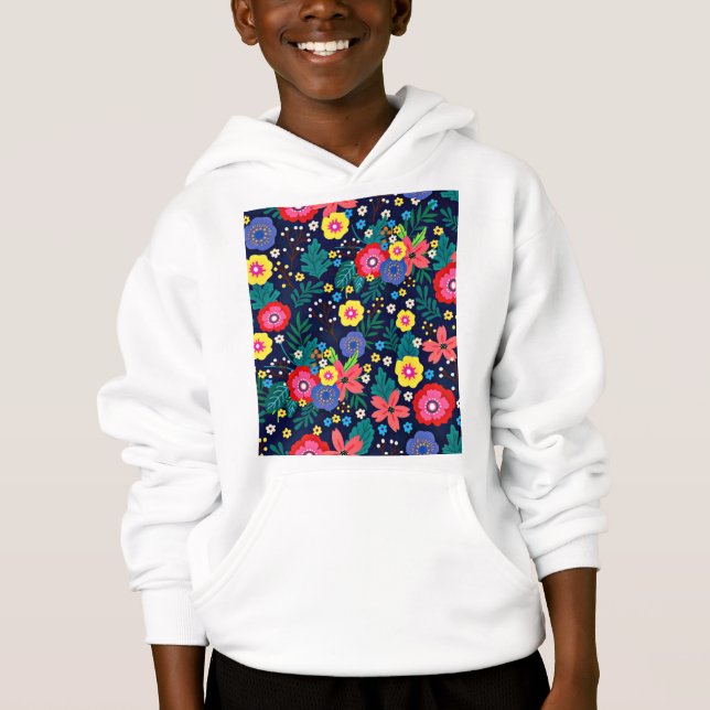 Dekorative Blume und Blätter, Muster-48675 Hoodie (Vorderseite)