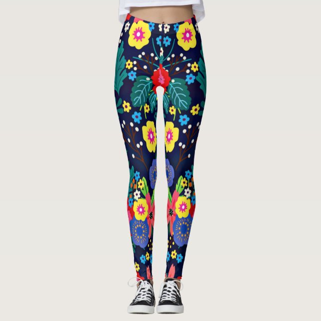 Dekorative Blume und Blätter, Muster-48675 Leggings (Vorderseite)
