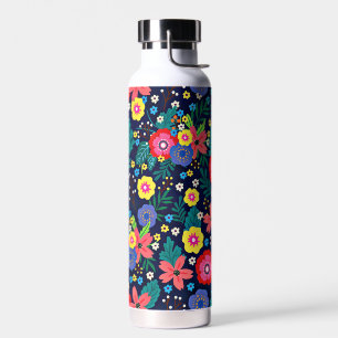 Dekorative Blume und Blätter, Muster-48675 Trinkflasche
