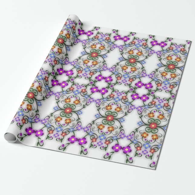 dekorative Blumen Geschenkpapier (Ungerollt)