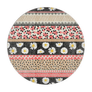 Dekorative Blumen: Patchwork-Kachel-Muster Schneidebrett