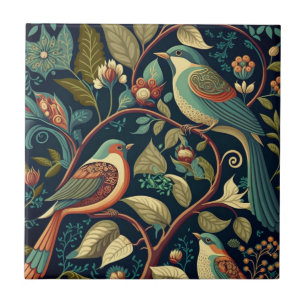 Dekorative Blumen und Vögel Fliese