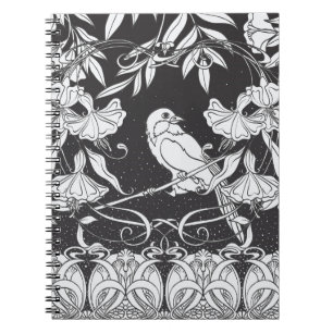 Dekorative Blumen Vogel Nouveau Poster Notizblock