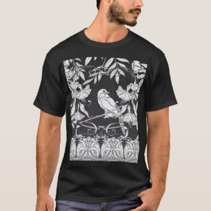 Dekorative Blumen Vogel Nouveau Poster T-Shirt