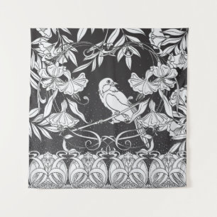 Dekorative Blumen Vogel Nouveau Poster Wandteppich