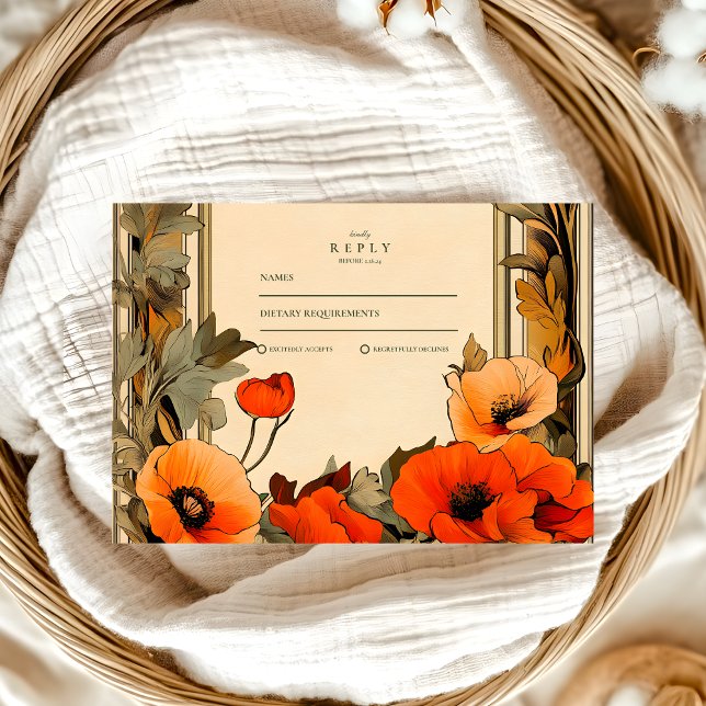 Dekorative Blumendarbietung Poppy Hochzeit RSVP Karte (Von Creator hochgeladen)