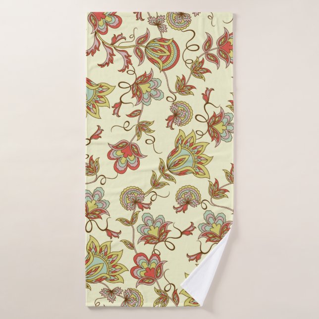 Dekorative Blumenmuster mit zarten Pflanze  Badehandtuch (Badehandtuch)
