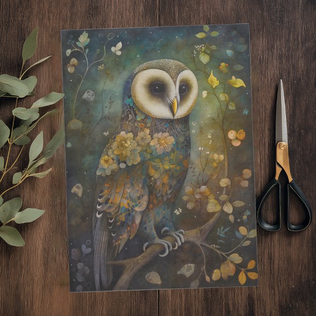 Dekorative Blumenschüssel Seidenpapier (Elegant Woodland Owl Whole Page Tissue Paper)