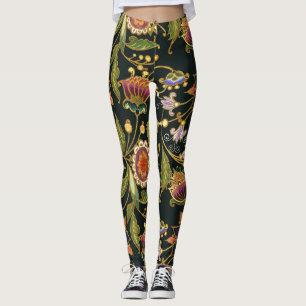 Dekorative Blüte: Akrylgolden Lila. Leggings