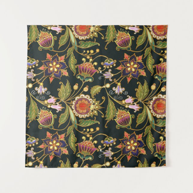 Dekorative Blüte: Akrylgolden Lila. Wandteppich (Vorderseite)