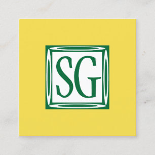 Dekorative Box - Initialen - Forest Green & Yellow Quadratische Visitenkarte