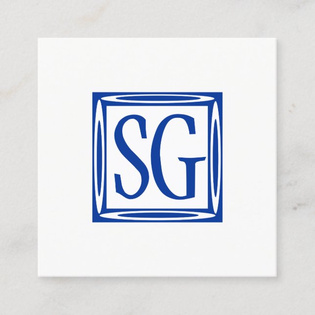Dekorative Box - Initials - Nave Blue Quadratische Visitenkarte (Vorderseite)