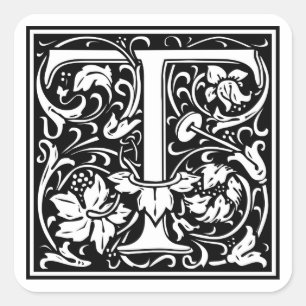 Dekorative Buchstabe-Initiale "T" Quadratischer Aufkleber
