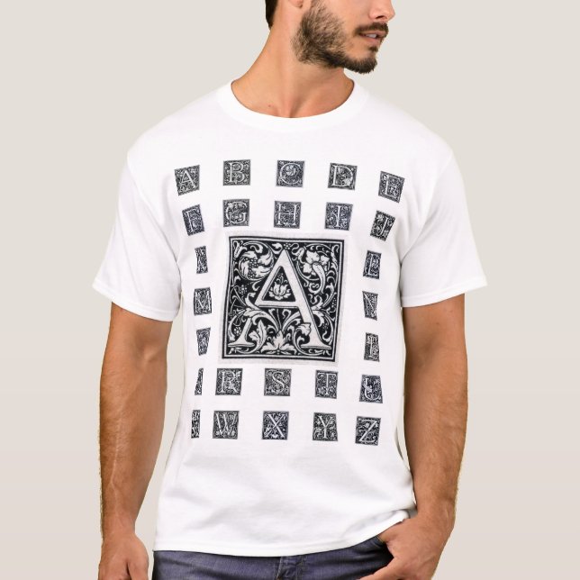 Dekorative Buchstaben "A" Holzschnitt Holzblock Ur T-Shirt (Vorderseite)