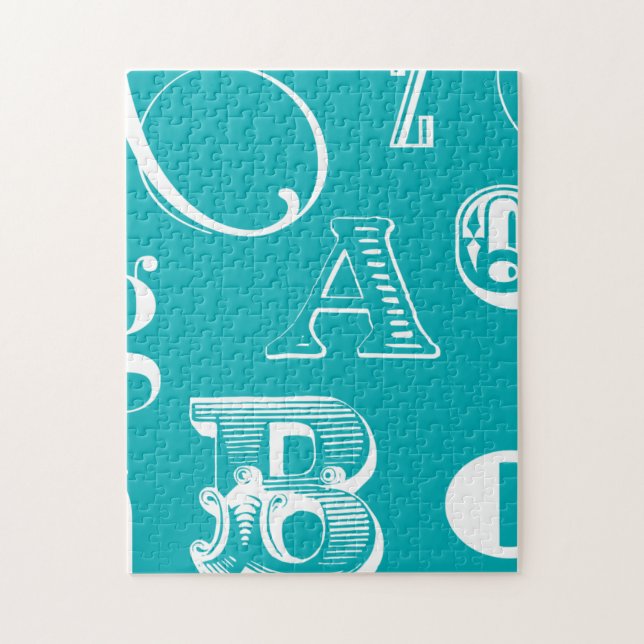 Dekorative Buchstaben auf blauem Hintergrund Puzzle (Vertikal)