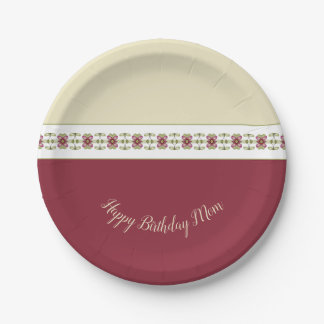 Dekorative Burgundy Floral Pappteller