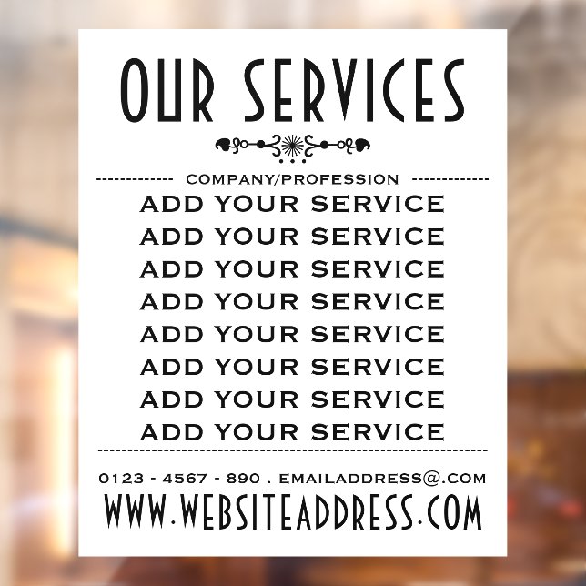 Dekorative Business Services und Informationen Fensteraufkleber (Blatt 2)