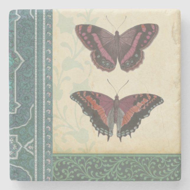 Dekorative Butterfly Brocade von Vision Studio Steinuntersetzer (Vorderseite)