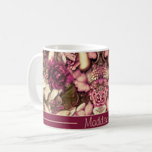 Dekorative Collage Schmetterlinge und Rosen Kaffeetasse
