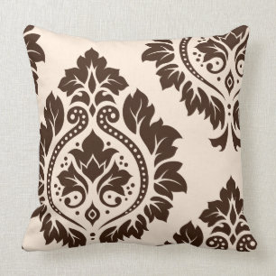 Dekorative Damastkunst I (2-Wege) Creme & Braun Kissen