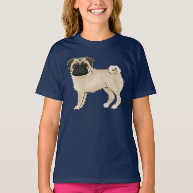 Dekorative Darstellung von Mops-Hunde-Design-Mops T-Shirt (Vorderseite)
