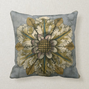 Dekorative Demask Rosette auf grauem Hintergrund Kissen