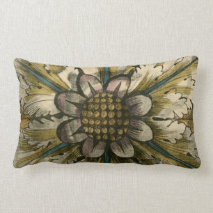 Dekorative Demask Rosette auf grauem Hintergrund Lendenkissen