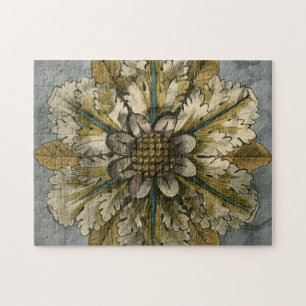 Dekorative Demask Rosette auf grauem Hintergrund Puzzle