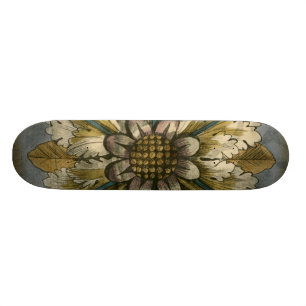 Dekorative Demaskrosette auf grauem Hintergrund Skateboard