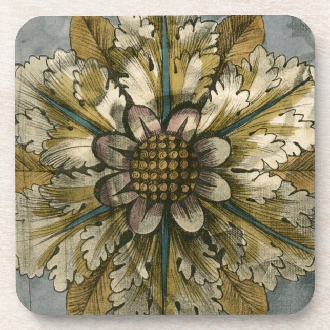 Dekorative Demaskrosette auf grauem Hintergrund Untersetzer (Vorderseite)