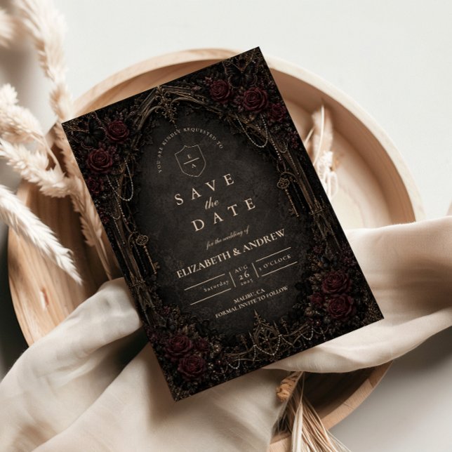 Dekorative dunkle viktorianische Gothic-Hochzeit Save The Date (Von Creator hochgeladen)