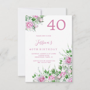 Dekorative Ecke Rosa Roses Geburtstagsparty Einladung