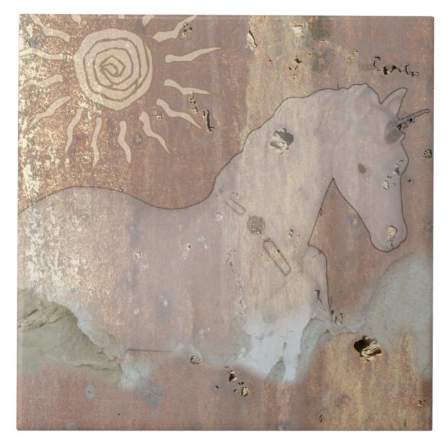 Dekorative Einhorn-Fliese Fliese (Vorderseite)