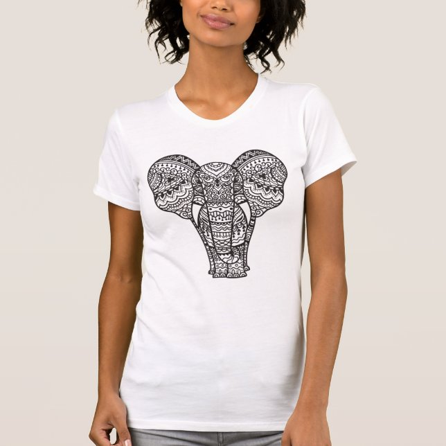 Dekorative Elefant-Art T-Shirt (Vorderseite)
