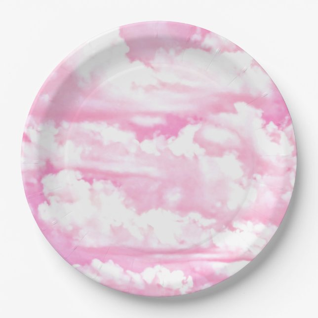 Dekorative Elegant Soft Powder Pink Wolken Pappteller (Vorderseite)