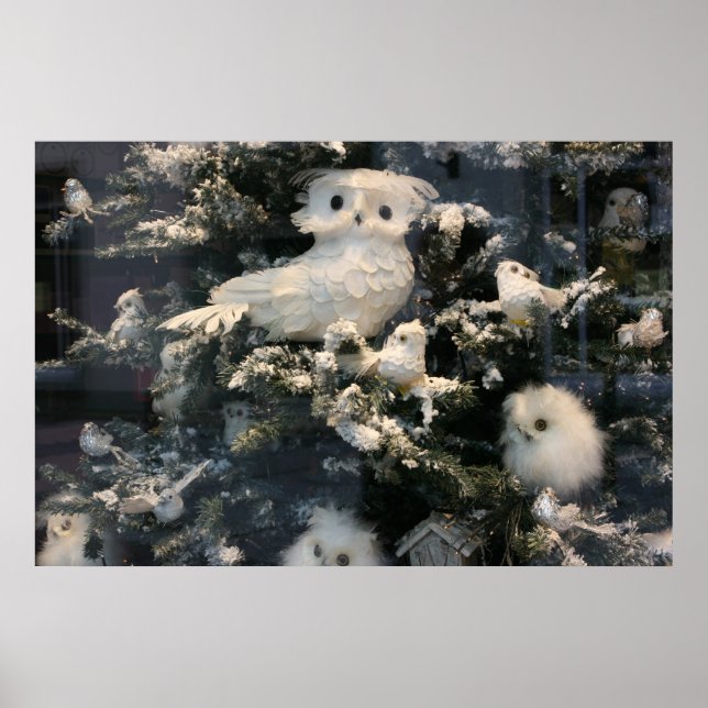 Dekorative Eule auf Weihnachtsbaum Poster (Vorne)