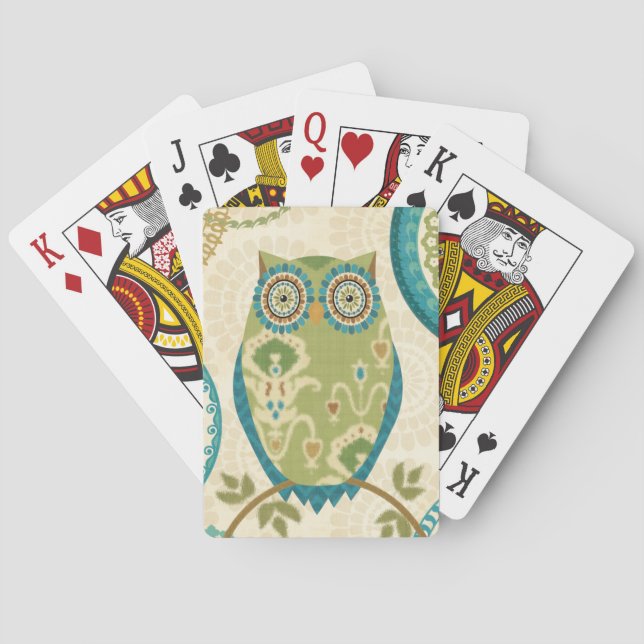 Dekorative Eule mit Kreisentwürfen Spielkarten (Rückseite)