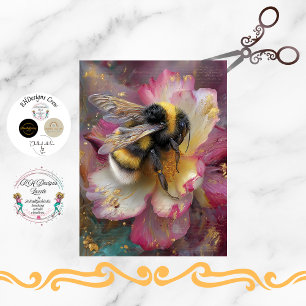 Dekorative fantastische bunte Hummel rosa Blume Seidenpapier