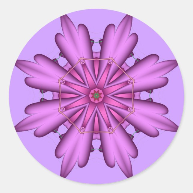 Dekorative Fantasy-Blume-Aufkleber Runder Aufkleber (Vorderseite)