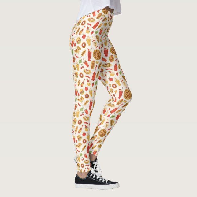 Dekorative Fast Food Patterns Leggings (Rechts)