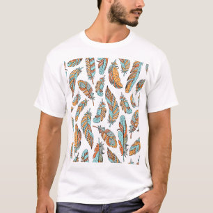 Dekorative Federn: HandGezeichnet Vintage Kunst T-Shirt