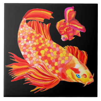 Dekorative Fliese des Goldfischentwurfs