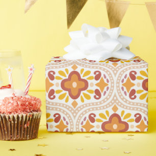 Dekorative Fliese Orange Gelb Fett Sonnige Geometr Geschenkpapier