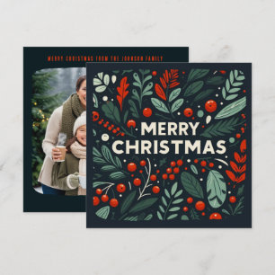 Dekorative Frohe Weihnachtsbeeren Feiertagskarte