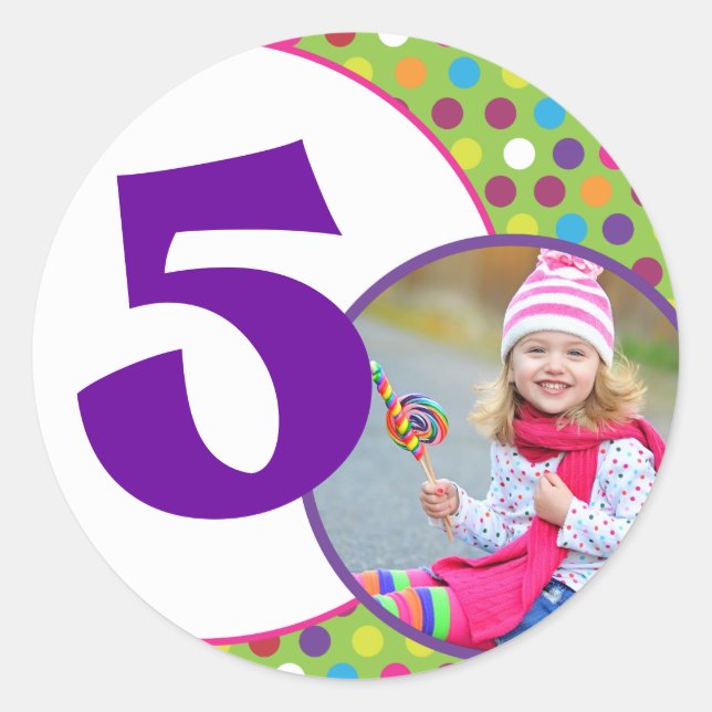 Dekorative Geburtstagsaufkleber Runder Aufkleber (Vorderseite)