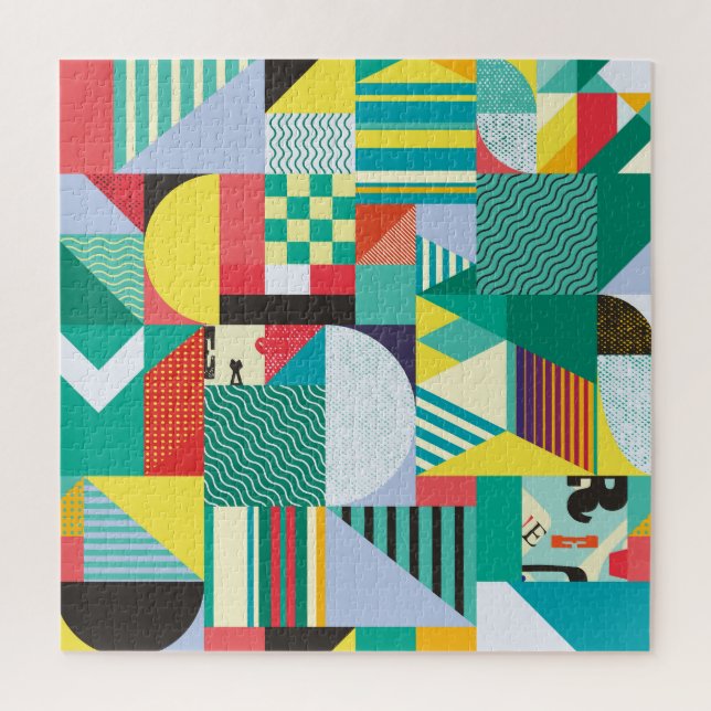 Dekorative Geometrie: Vintage Musterelemente Puzzle (Vertikal)