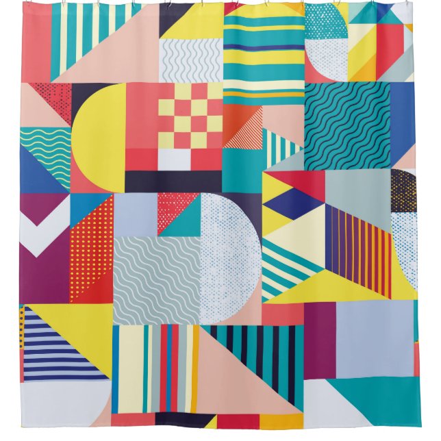 Dekorative Geometrie: Vintages Abstraktes Muster. Duschvorhang (Vorderseite)